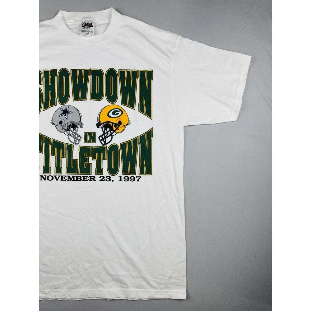 Vintage 1997 Cowboys vs Packers Showdown Titletown NFL T Shirt XL USA